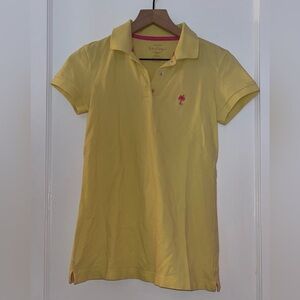Lilly Pulitzer Yellow Polo Shirt with Pink Trim